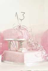 pink birthday cake