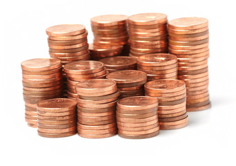 coins  on white background