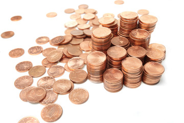 coins  on white background