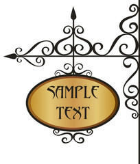 Vectorized wrought iron sign bracket