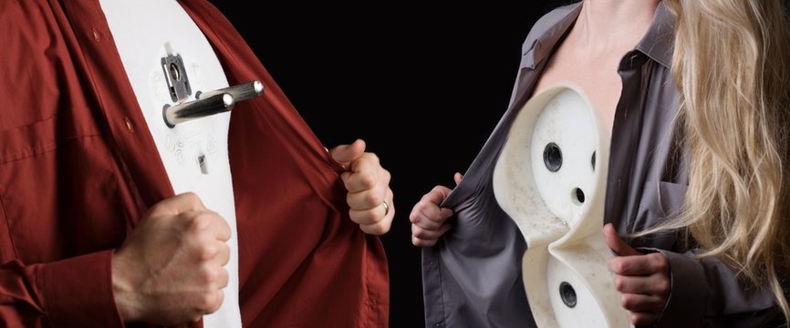 power outlet and extension plug - man and woman