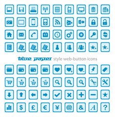 Web Button Icon Set - Paper Blue