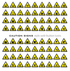 Web Button Icon Set - Caution Signs