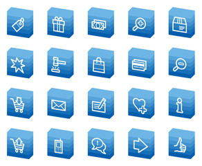 Shopping web icons, blue box series