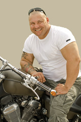 Man with his motorbike