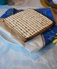 Matzot Laid Out at Traditional Passover Holiday Seder