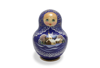 Russian dolls with reflection isolated on white