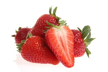 Fresh and tasty strawberries isolated on white