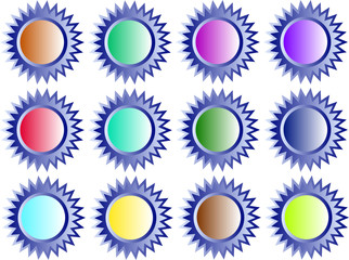 sternenbuttons mit farbigen kreis