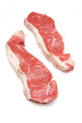 Steak isolated on a white studio background.