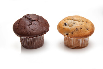 Muffins isolated on a white studio background.
