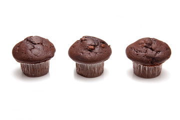 Muffins isolated on a white studio background.