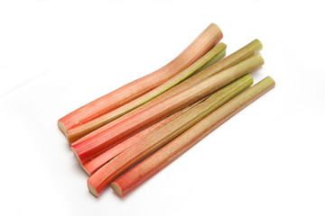 Rhubarb  isolated on a white studio background.