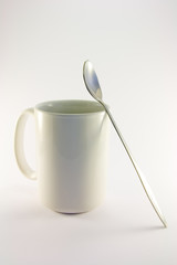 White Coffee Mug with Spoon