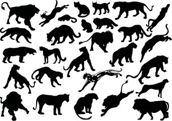 twenty eight big cat silhouettes