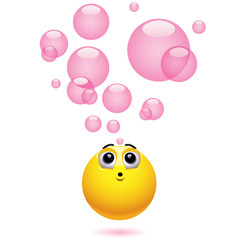 Smiling ball blowing bubbles