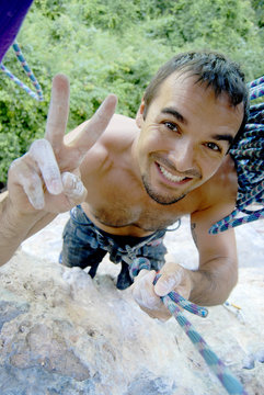 Climber signing victory