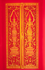 Traditional Thai style Buddhist church door