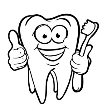 tooth with toothbrush