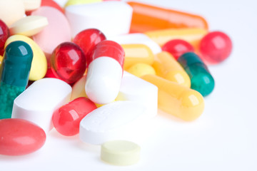 Pills on a white background