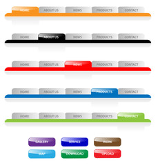 Set of vector aqua web 2.0 site navigation tabs and buttons. - obrazy, fototapety, plakaty