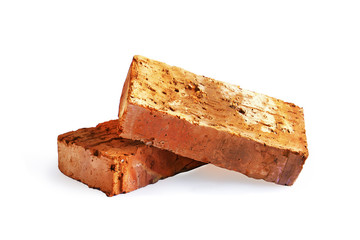 Building Ceramic brick close-up on a white background