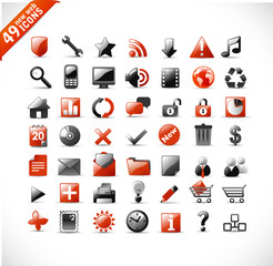 new set of 49 most popular icons on the web / red © radoma