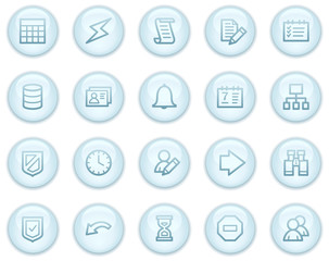 Database web icons, light blue circle buttons series