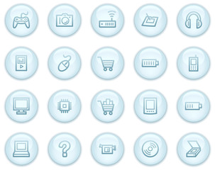 Electronics  web icons, light blue circle buttons series