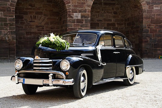 Old wedding car black