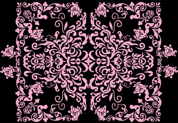 symmetric pink frame with curls