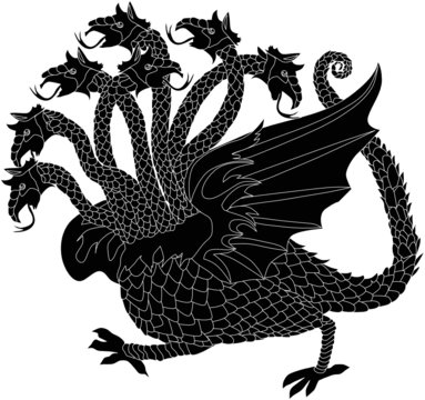 black dragon with seven heads