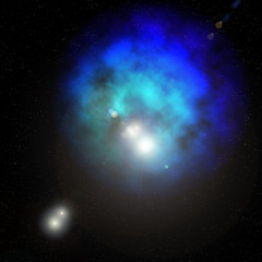 Blue space nebula with stars