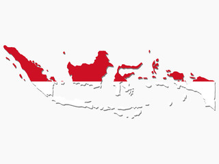 Indonesia map flag - obrazy, fototapety, plakaty