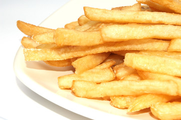 the french fries on white background