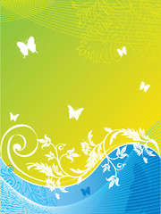 Fototapeta na wymiar Abstract floral background with butterfly, vector