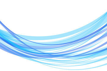 Blue Curved Stripes Isolated on White