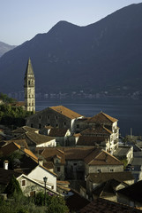 views of perast on kotor bay, montenegro