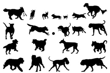 dog  running silhouettes, design elements
