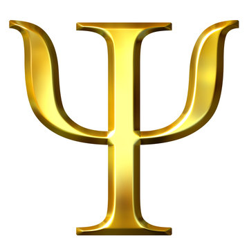 3D Golden Greek Letter Psi