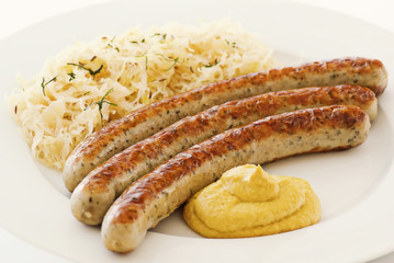 Fränkische Bratwurst mit Sauerkraut