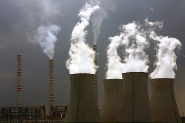 smoked chimneys from nuclear power plant