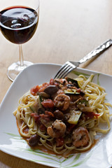 Shrimp With Fettuccini Dish