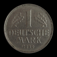 one deutsche mark over black