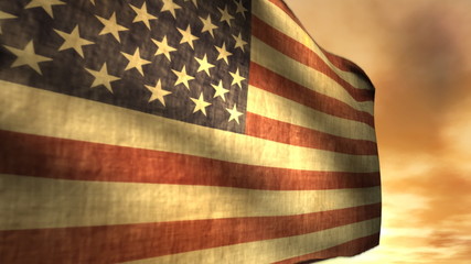 Old Glory. Nice animation of worn out American Flag (1040) - Powered by Adobe