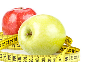 Apple and  measuring tape