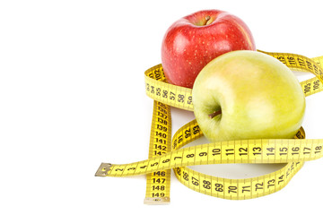Apple and  measuring tape