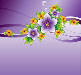 abstract  flowers on purple background