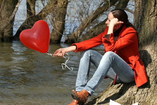 Sad Woman With Balloon