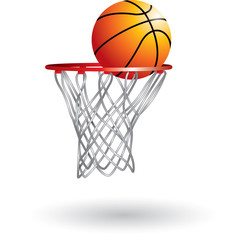 Fototapeta na wymiar Isolated basketball in hoop
